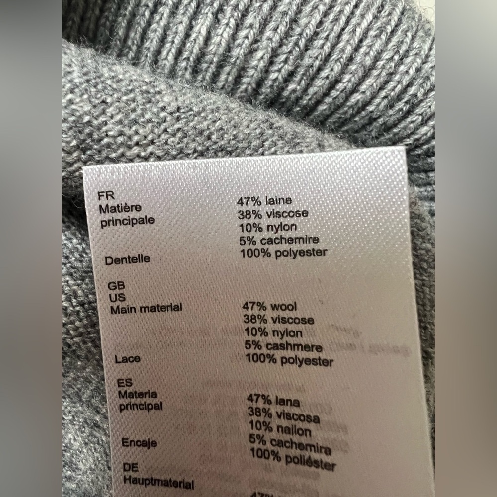 Claudie Pierlot Mania Women Sweater Pullover Wool Cashmere Gray M Quiet Luxury - Picture 8 of 8